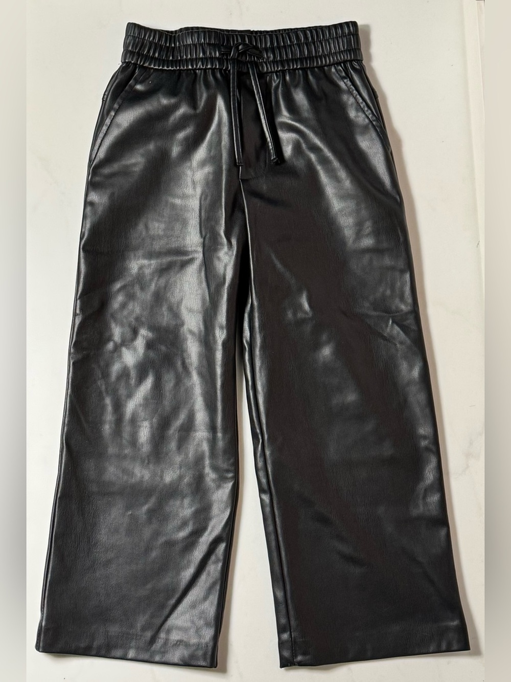 Zara Black Faux Leather Jogger-Style pants